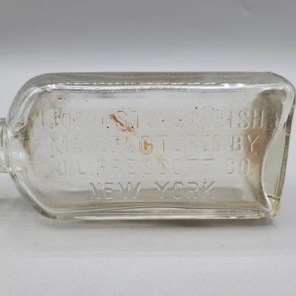 Antique Glass Bottles Clear Embossed Set of 3 - Picture 10 of 12